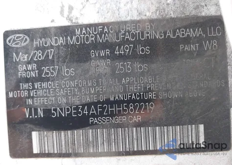 2017 Hyundai Sonata Sport from USA, damaged, VIN 5NPE34AF2HH582219